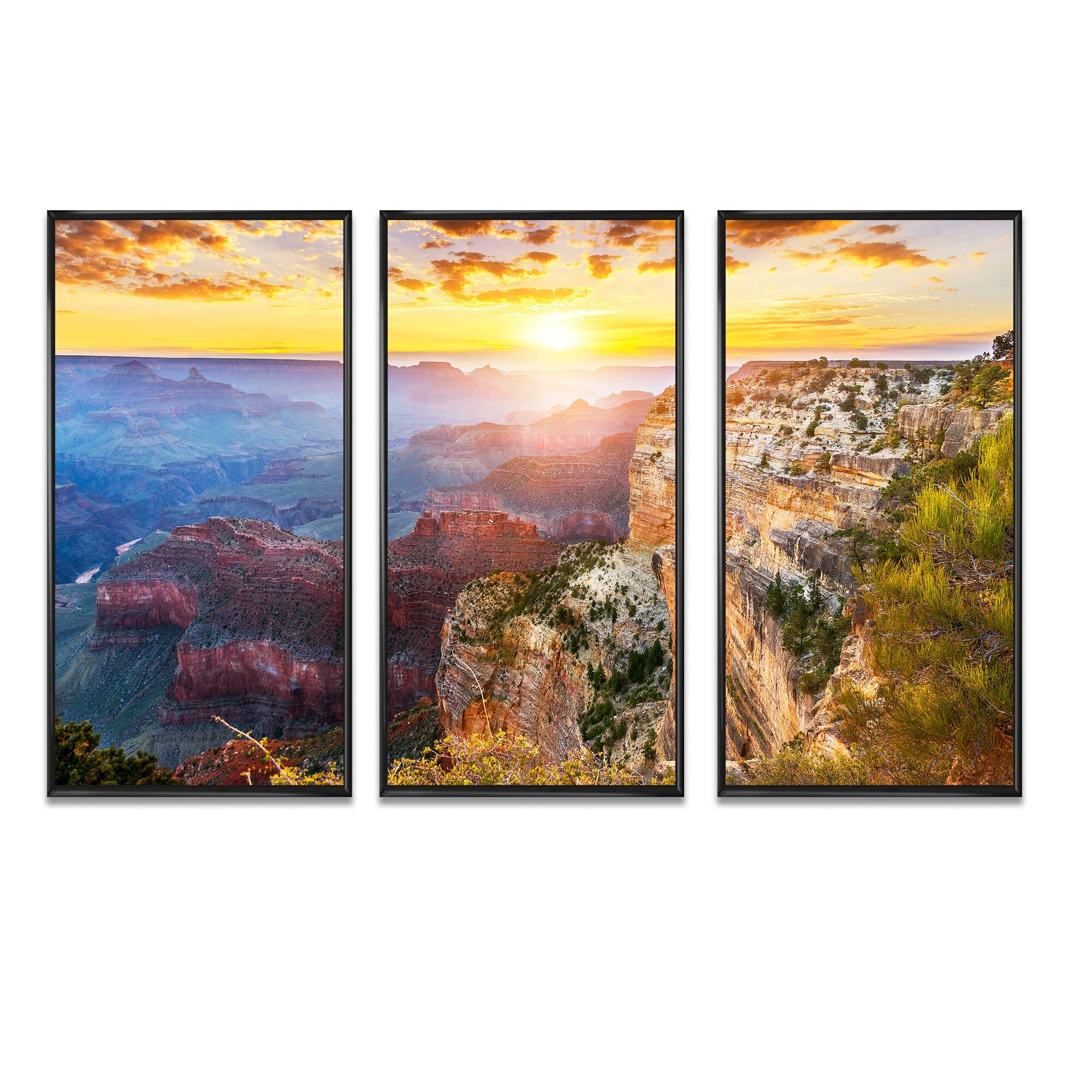 Designart "Grand Canyon Landscape" Landscape Framed Art Set of 3 4