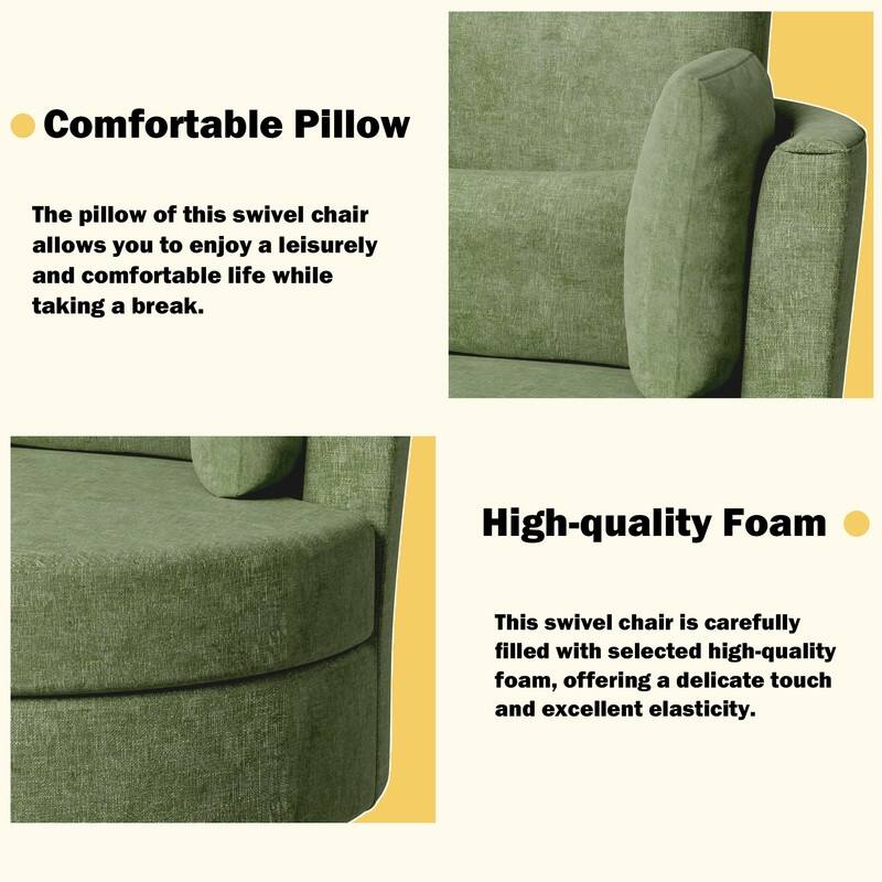 Swivel 34.7" Wide Comfortable Chenille Accent Chair (Set of 4)
