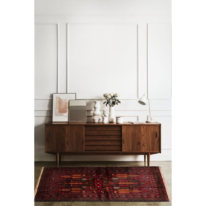Teimani Red Rug 3'11" x 6'9" - 3'11 x 6'9