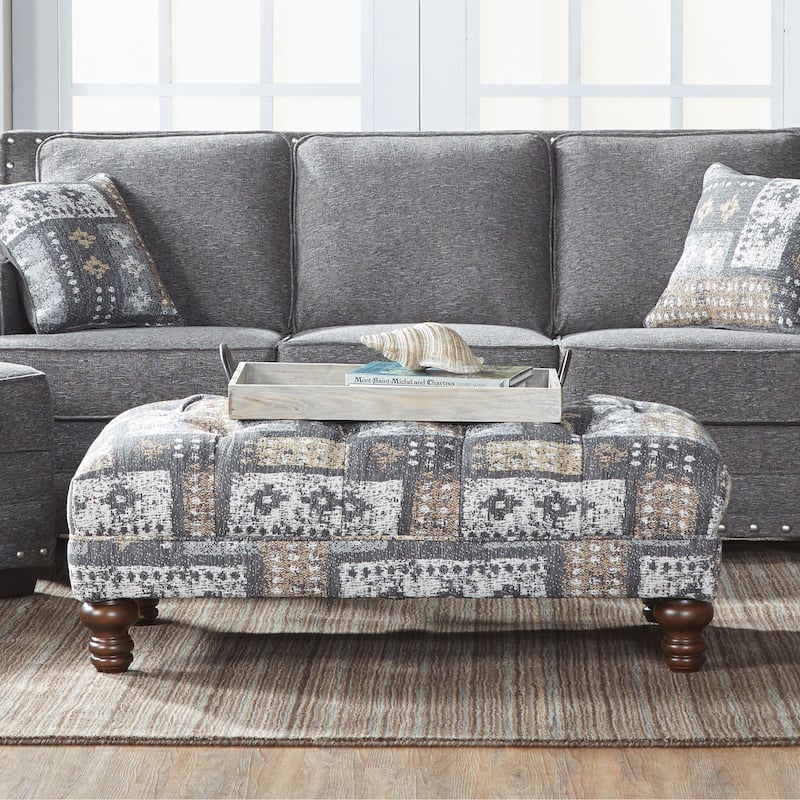Roundhill Furniture Charbilia Fabric Tufted Cocktail Ottoman