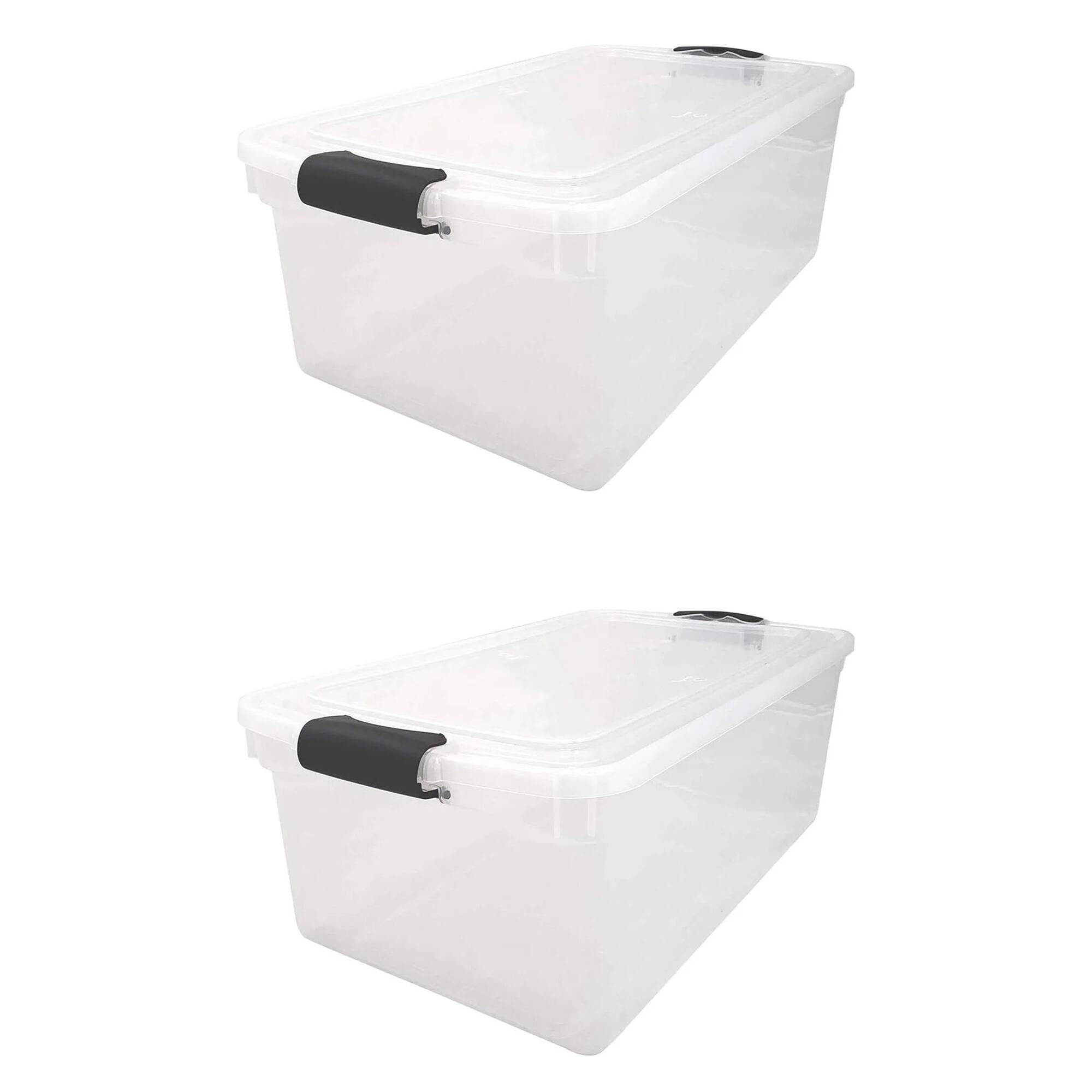 Homz 66 Qt Clear Storage Organizing Container Bin with Latching