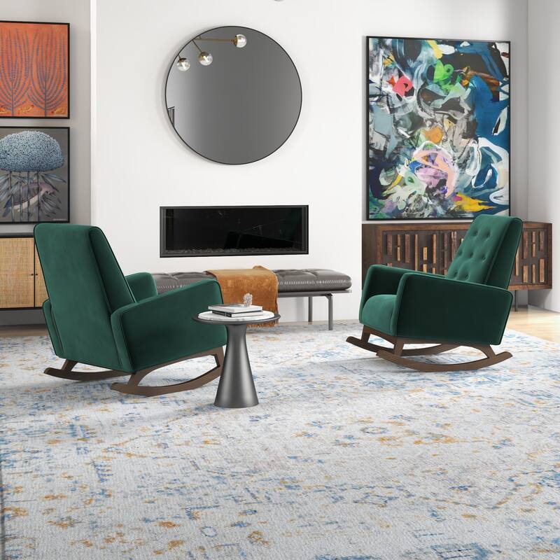 Werman Mid Century Pillow Back Linen Lounge Chair (Set of 2)