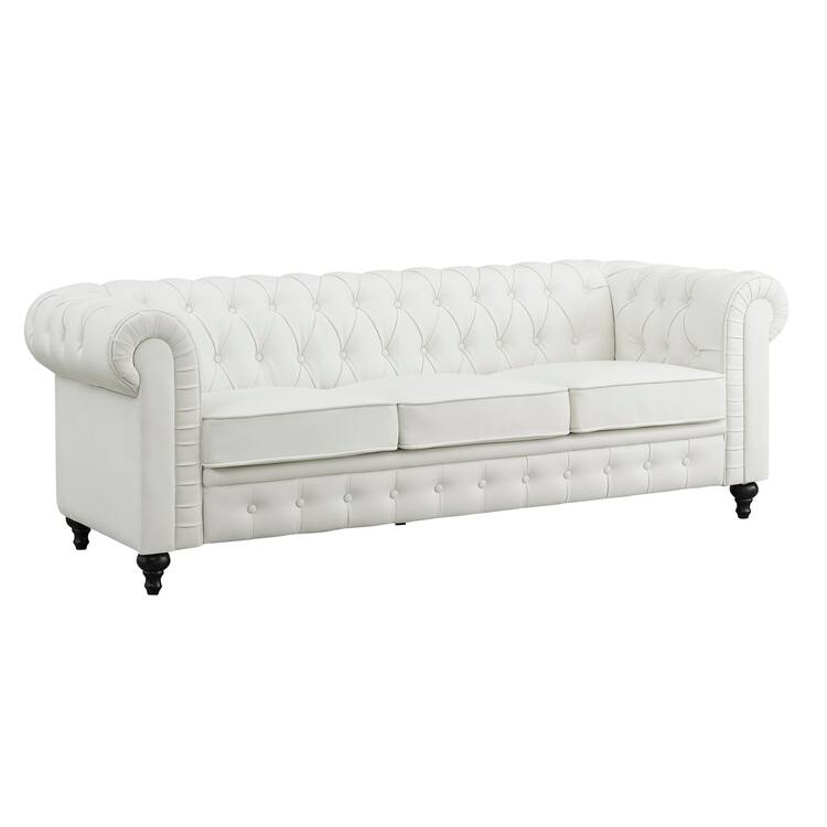 Everett Chesterfield 3-Piece Sectional Sofa Set - Rolled Arms & Button Tufted Cushions (Available in Multiple Variations)