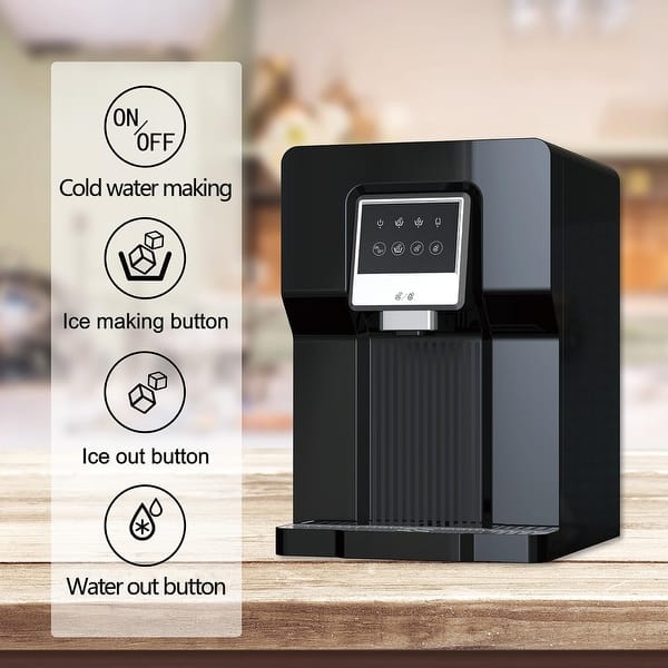 2in1 Countertop Black 26lbs/24h Water Dispenser Cooler with Builtin Ice Maker Bed Bath