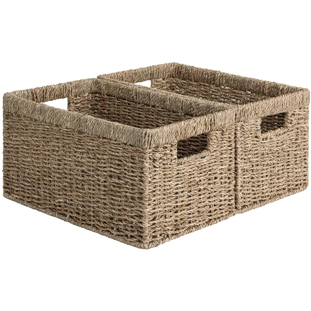 StorageWorks 2-Pack Wicker Storage Basket with Built-in Handle - 8.25"D x 13.25"W x 7"H