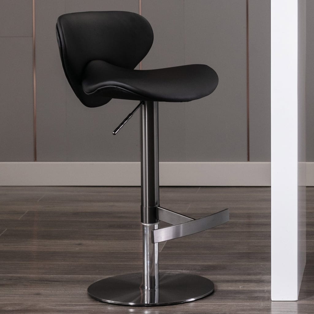 Faux Leather Swivel Barstool wth Adjustable Height
