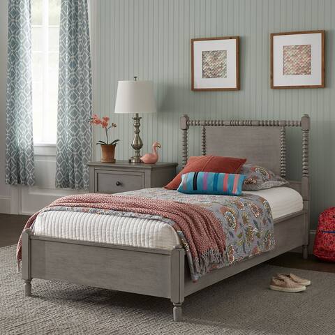 Demetria Antique Finish Beaded Wood Platform Twin Size Bed by iNSPIRE Q Classic