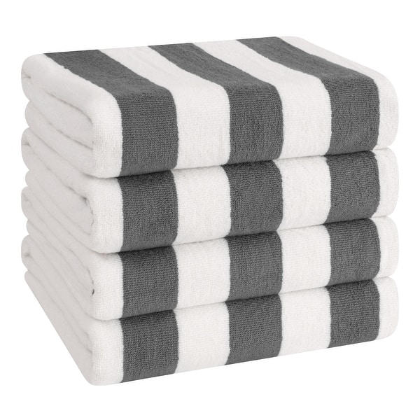 slide 2 of 66, American Soft Linen,100% Cotton 4 Pack Beach Towels, 30 x 60 Cabana Striped Pool Towels Gray