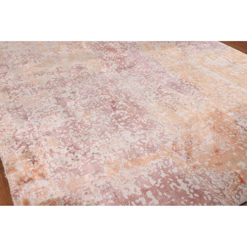 Contemporary Abstract Indian Area Rug Hand-Knotted Wool Carpet - 4'7"x 6'4"
