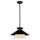 preview thumbnail 8 of 10, Loomis 1-Light Black Mid-Century Modern Pendant, White Glass Shade, Adj Height Ceiling Chandelier Dining Room Fixture