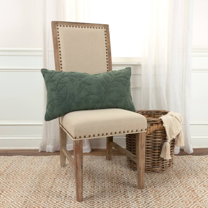 Rizzy Home Textured Botanical Pattern Throw Pillow
