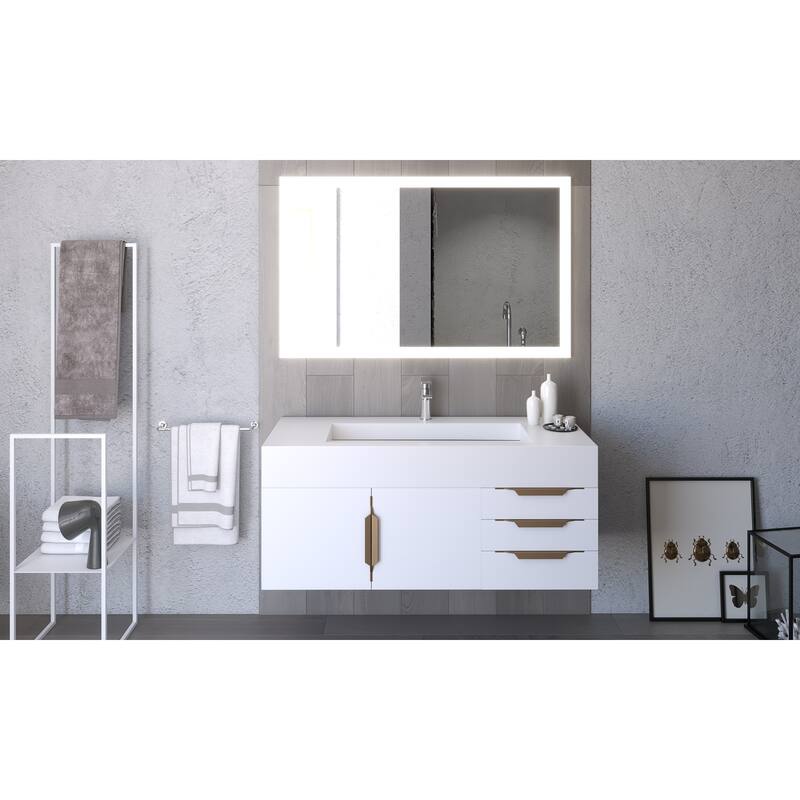 Nile 48" Wall Mounted Bathroom Vanity Set w/ White Top