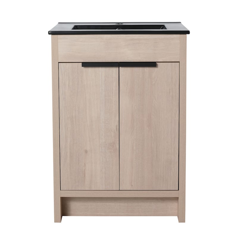 24 Inch Freestanding Bathroom Vanity With White Ceramic Sink