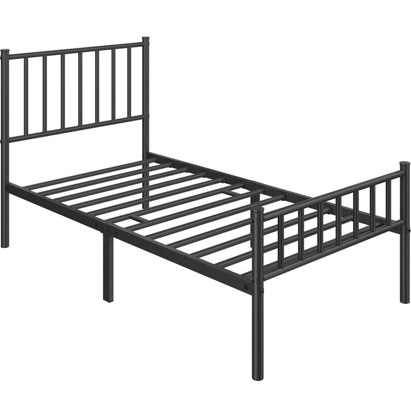 Yaheetech Minimalist Metal Platform Bed Frame with Spindle Headboard and Footboard