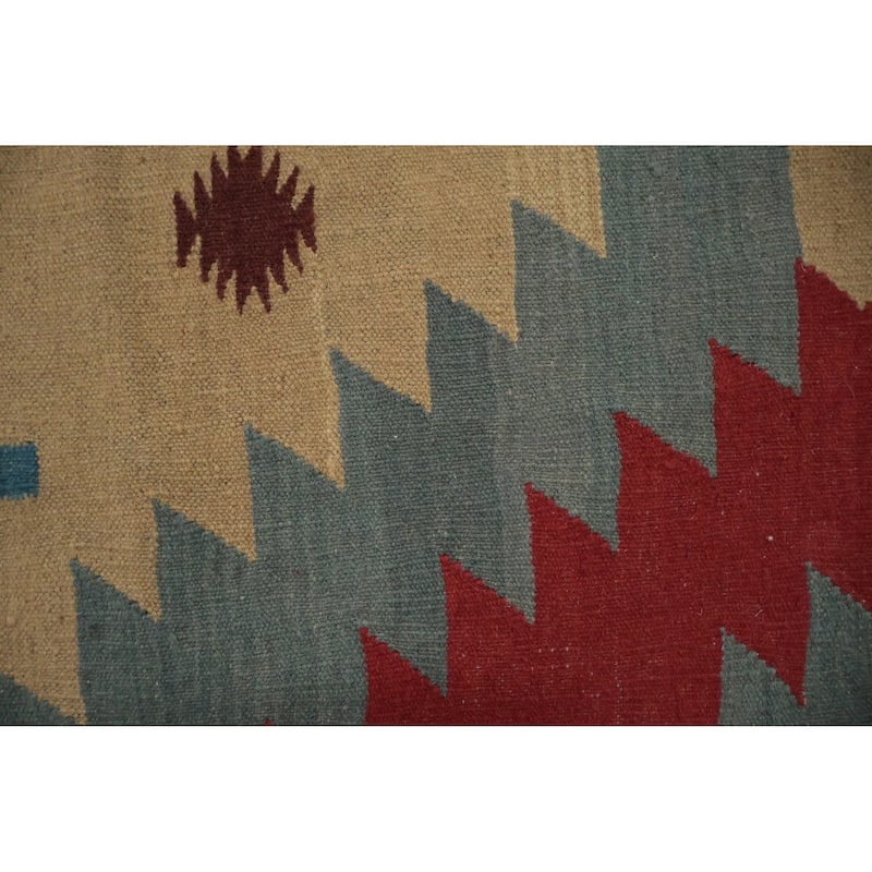 Hand Woven Oriental 100% Wool Carpet Southwestern Tribal Multi-Colored Kilim Area Rug - 9' 9'' X 9' 9''