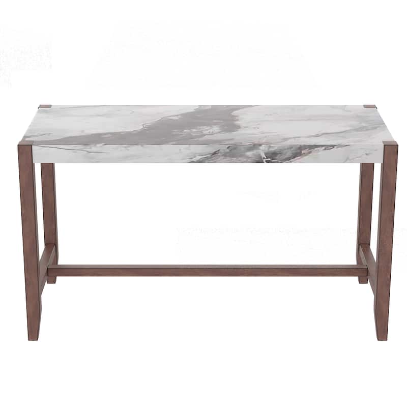 Counter Height Table, 47.5 Inch Faux Marble Finish Bar Dining Table, Modern Bar Tall Dining Table