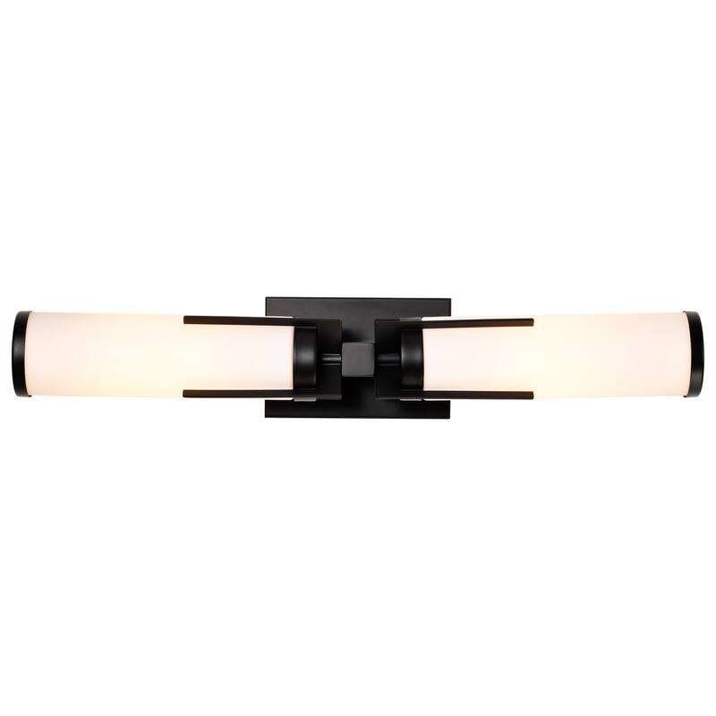 Roselle 2 Light Vanity Matte Black with White Glass