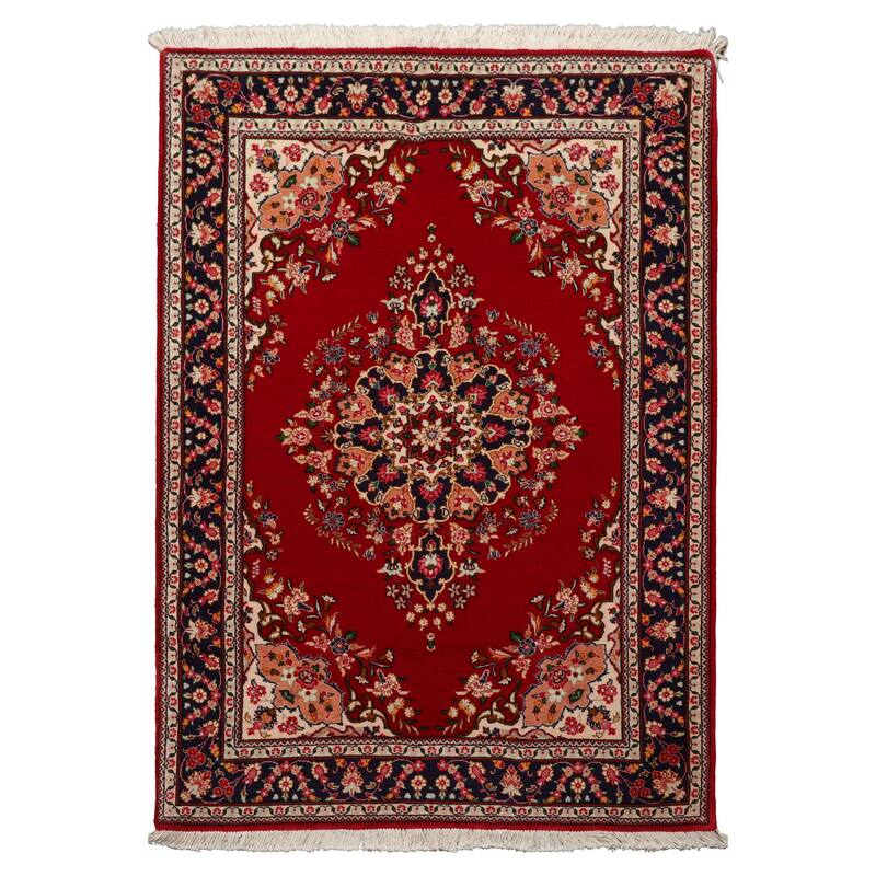 3'6''x5 Hand Knotted Wool Red Traditional 200 KPSI Rug - 3' 6'' x 5' - 3' 6'' x 5'