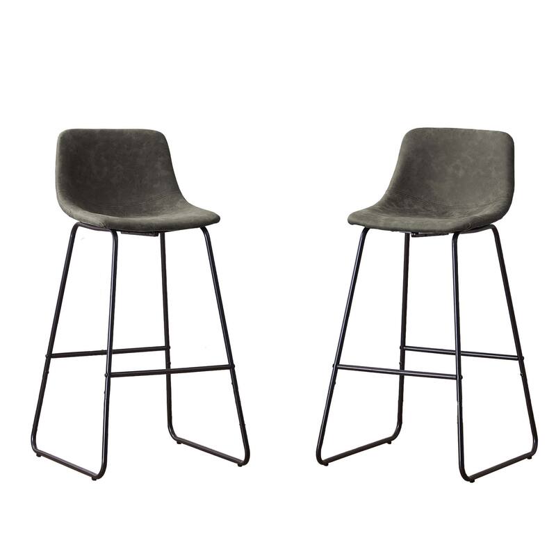 FERPIT Faux Shearling Counter Height Bar Stools Set of 2, Upholstered Bar Stools with Footrest