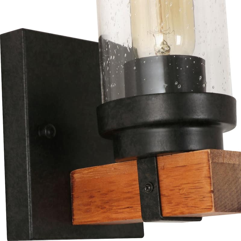 Anmytek Modern Farmhouse 1-Light Wall Sconces Cylinder Glass Bathroom Vanity Lights - 4.75"L x 5"W x 6"H