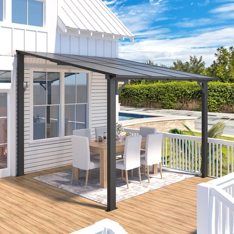 8x8ft Wall Mounted Gazebos Pergola, Outdoor Lean to Gazebo Awnings