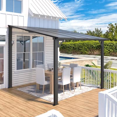 8x8ft Wall Mounted Gazebos Pergola, Outdoor Lean to Gazebo Awnings