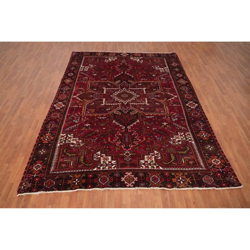 Hand Knotted Oriental 100% Wool Carpet Traditional Medallion Red Heriz Area Rug - 10' 5'' X 8' 0''