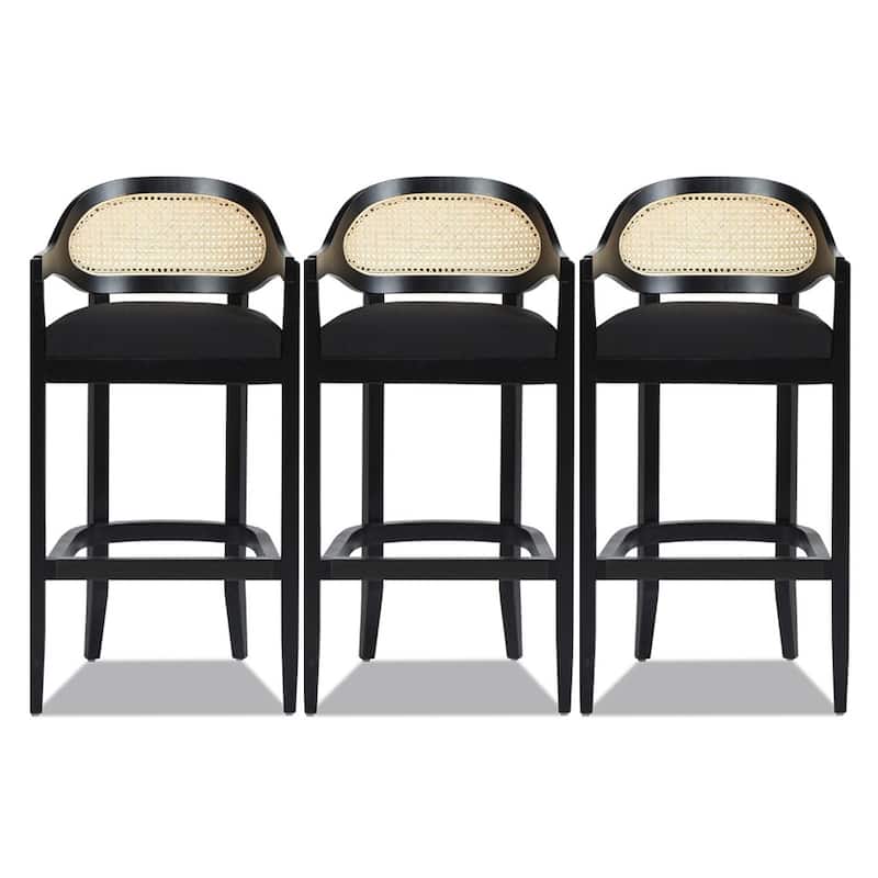 Americana Mid-Century Modern Rattan Cane Back Counter and Bar Stool