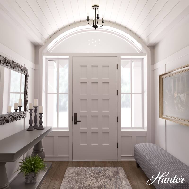 Hunter Southcrest 4 Light Flush Mount Ceiling Light - Entry, Bathroom, Hallway - Candle, Farmhouse, Transitional