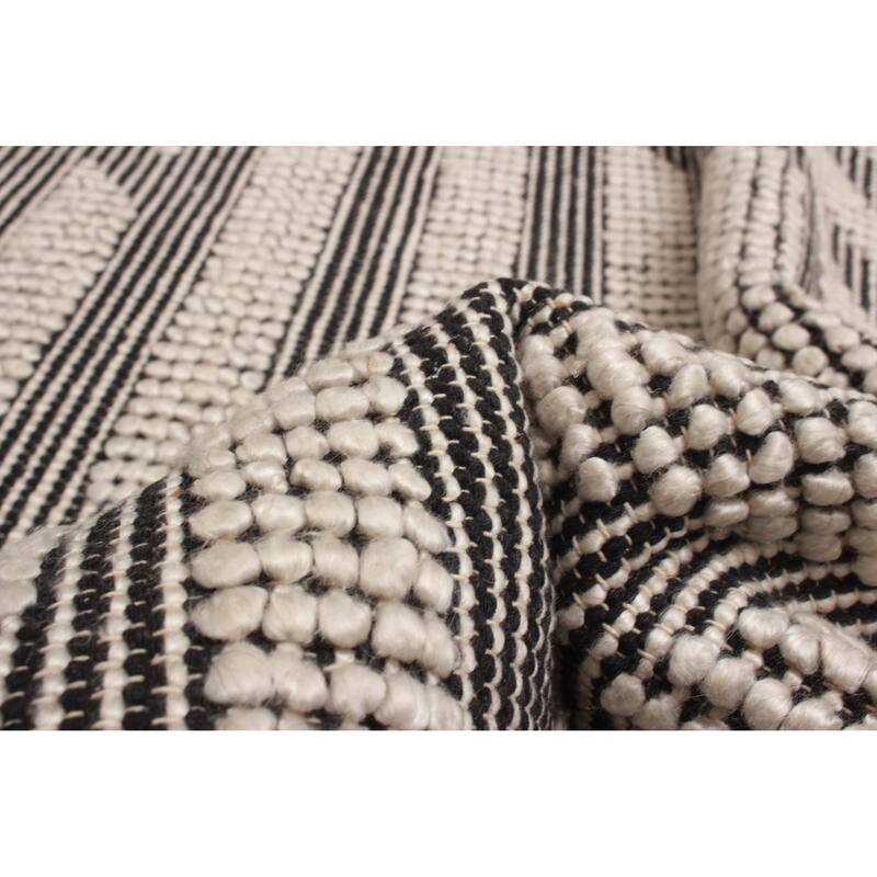 ECARPETGALLERY Braid weave Sienna Black Wool Rug - 5'0 x 7'4