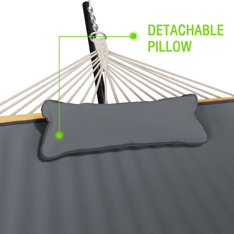 VEIKOUS 12 ft. Quilted Camping Portable Hammock with Stand and Detachable Pillow for 2-Person
