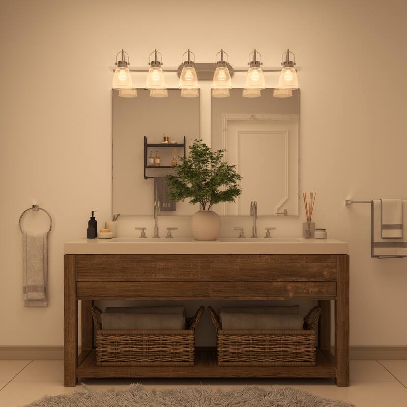 Acroma 6-light Modern Industrial Nickel Bathroom Vanity Lights