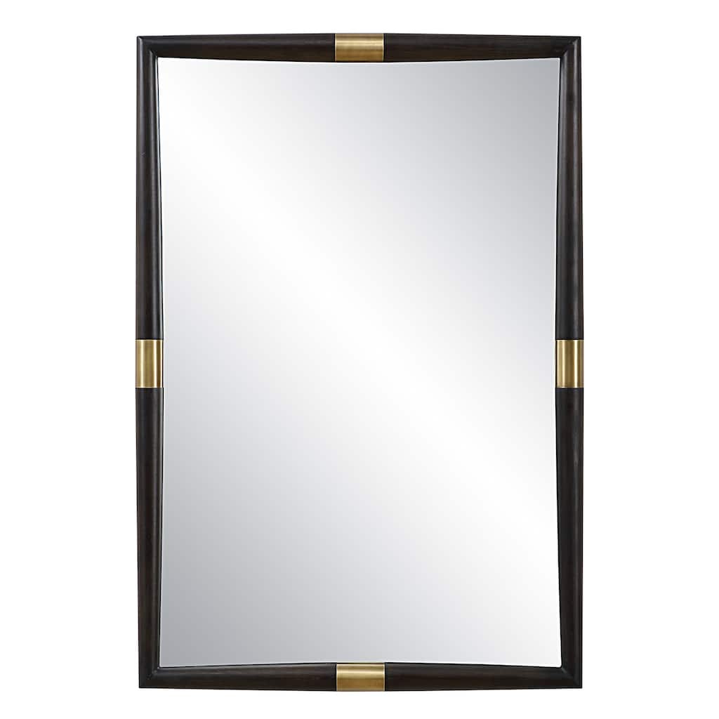 Oak Framed Rectangular Wall Mirror - 43.5" - Brown and Antique Brass