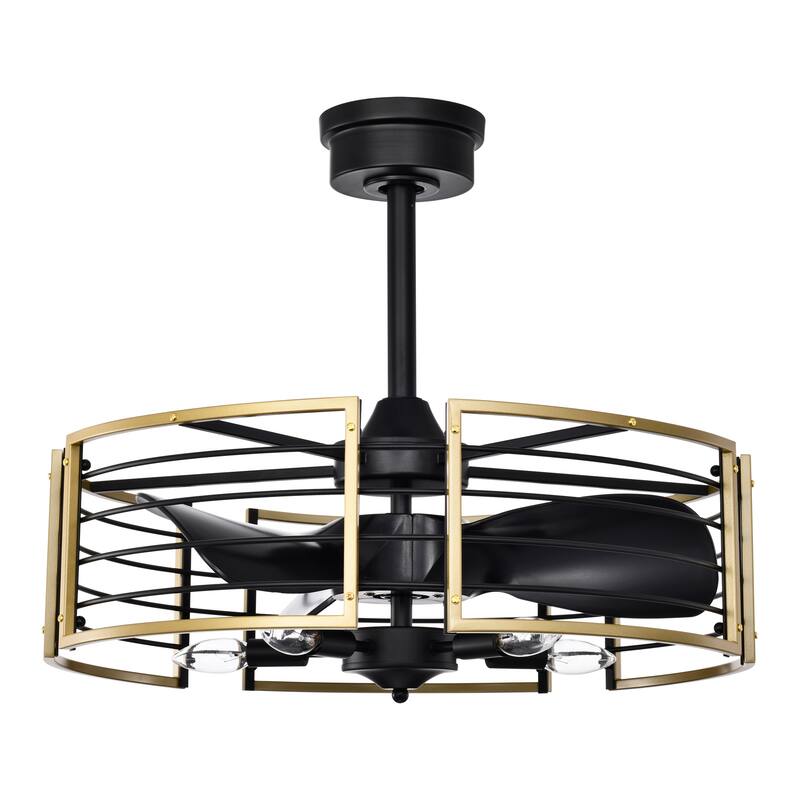 Veit 24 Inch Matte Gold Cage Design Fandelier - N/A