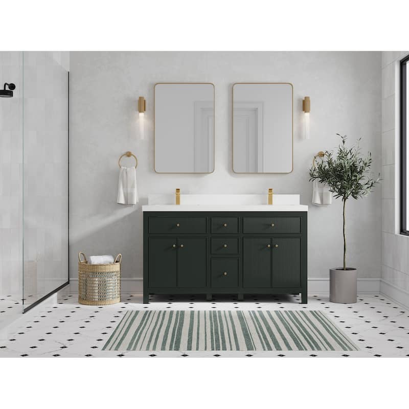 Willow Collections 60 in W x 22 in D Sonoma Free Standing Reeded Double Sink Bathroom Vanity with Countertop