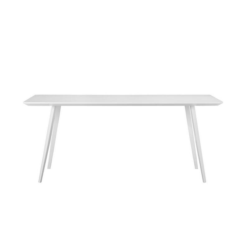Hle 71 Inch Dining Table, 6 Seater Rectangular Tabletop, White Lacquer