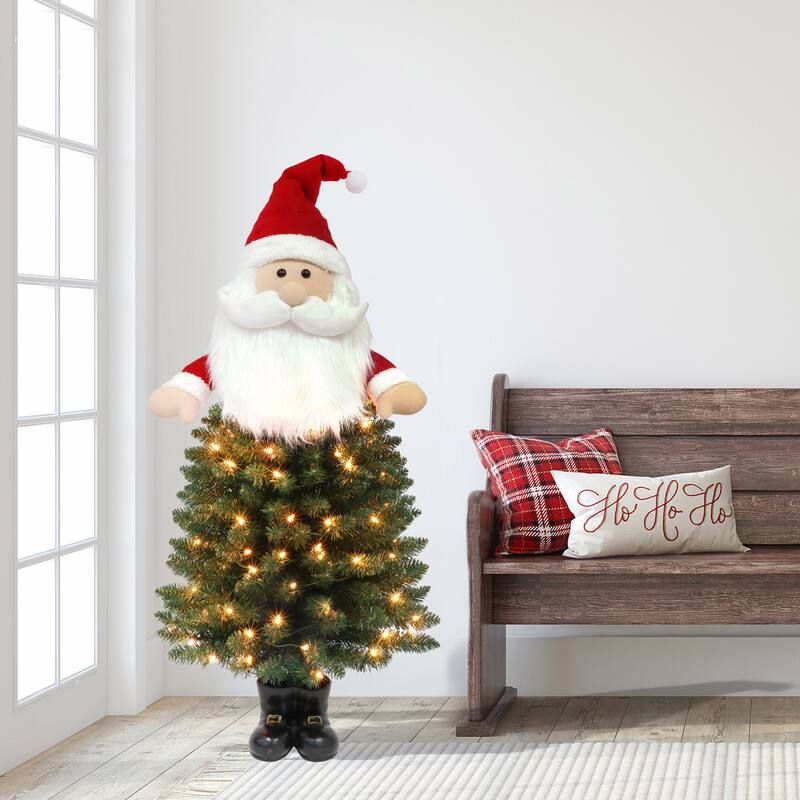 Puleo International 4 ft. Pre-Lit Santa Tree