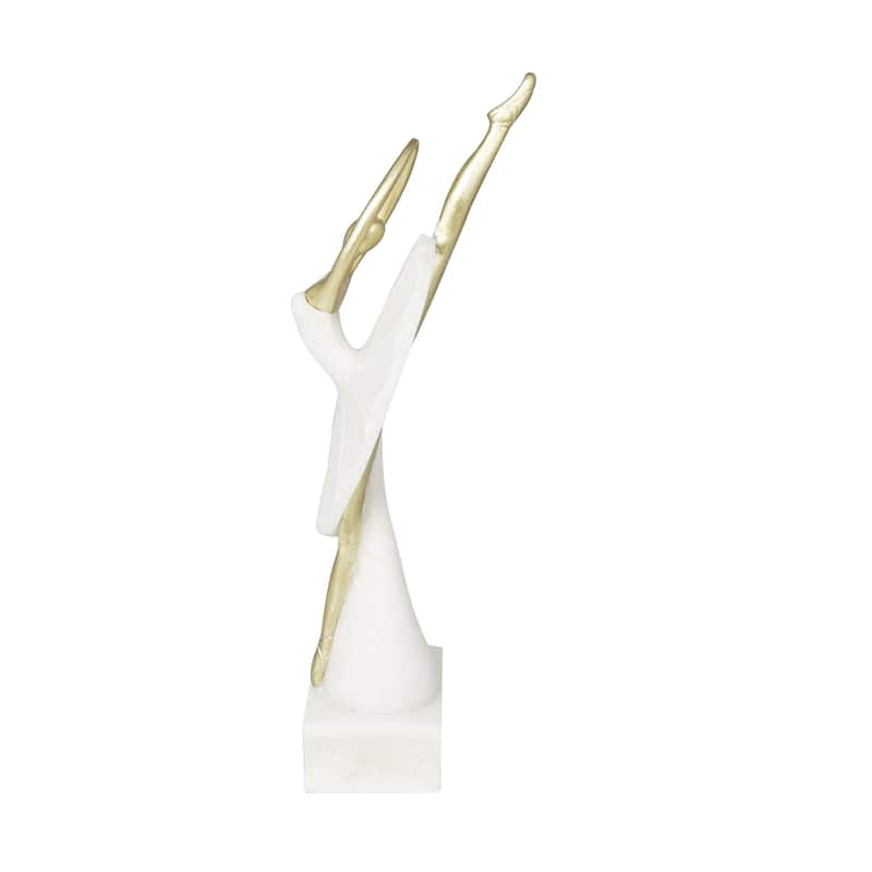 Polystone Dancer Ballet Decorative Sculpture with Gold Accents - Cream - Roche River Decor