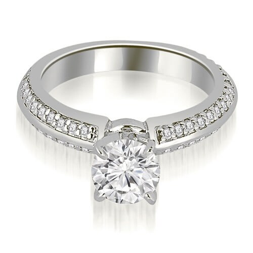 1.55 cttw. 14K White Gold Knife Edge Round Cut Diamond Engagement Ring
