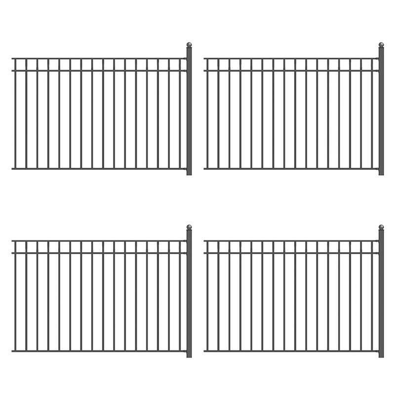 ALEKO 4-Panel Steel Fence Kit - MADRID Style - 8x5 ft. Each - N/A