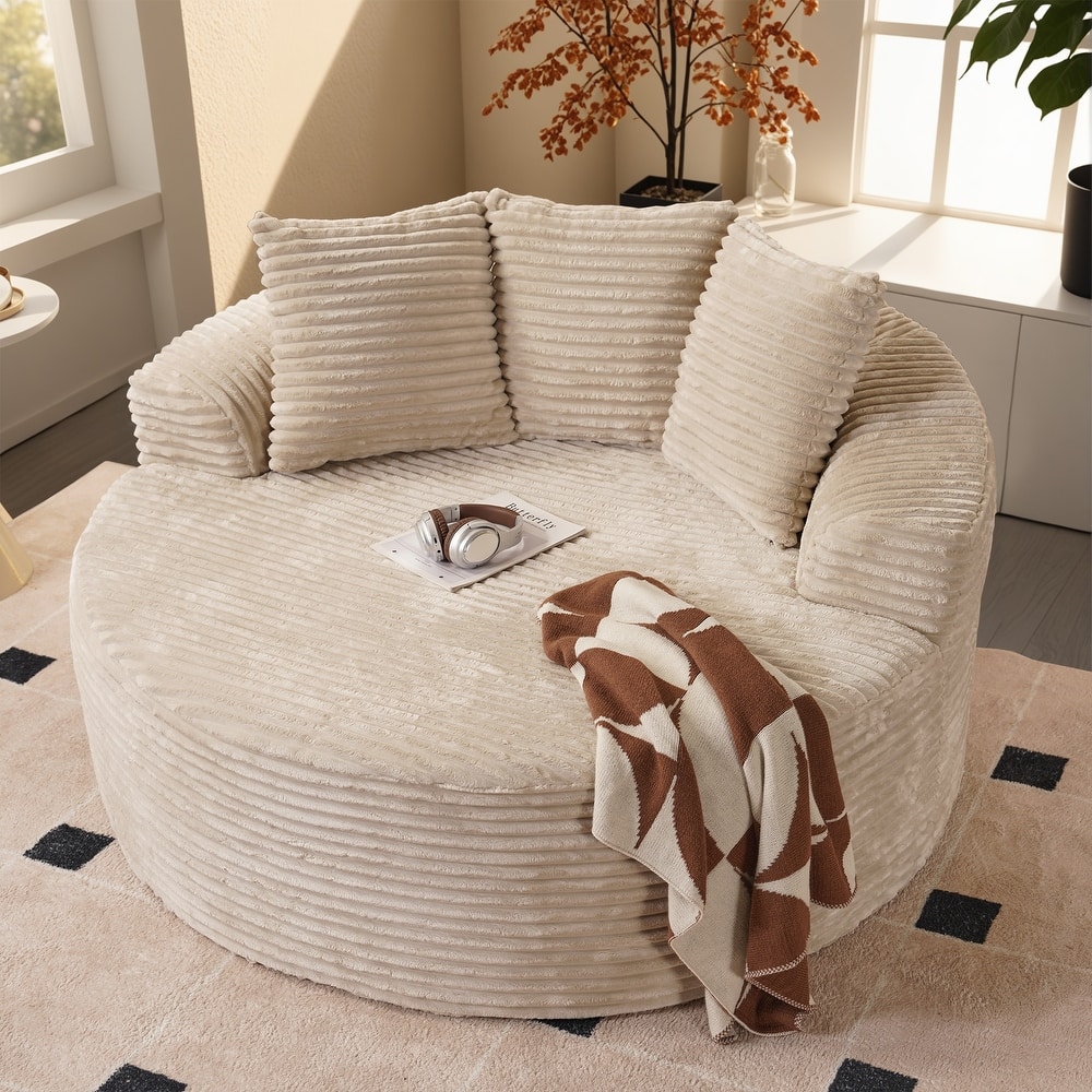 XIZZI Modern Round Plush Lounge Sofa with Cushions
