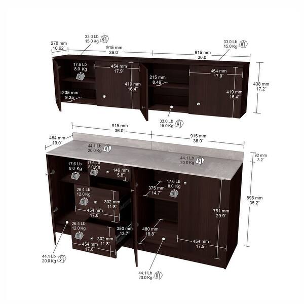 Ambrossia 4 pc Break Room Cabinet Storage System by Inval - Bed Bath ...