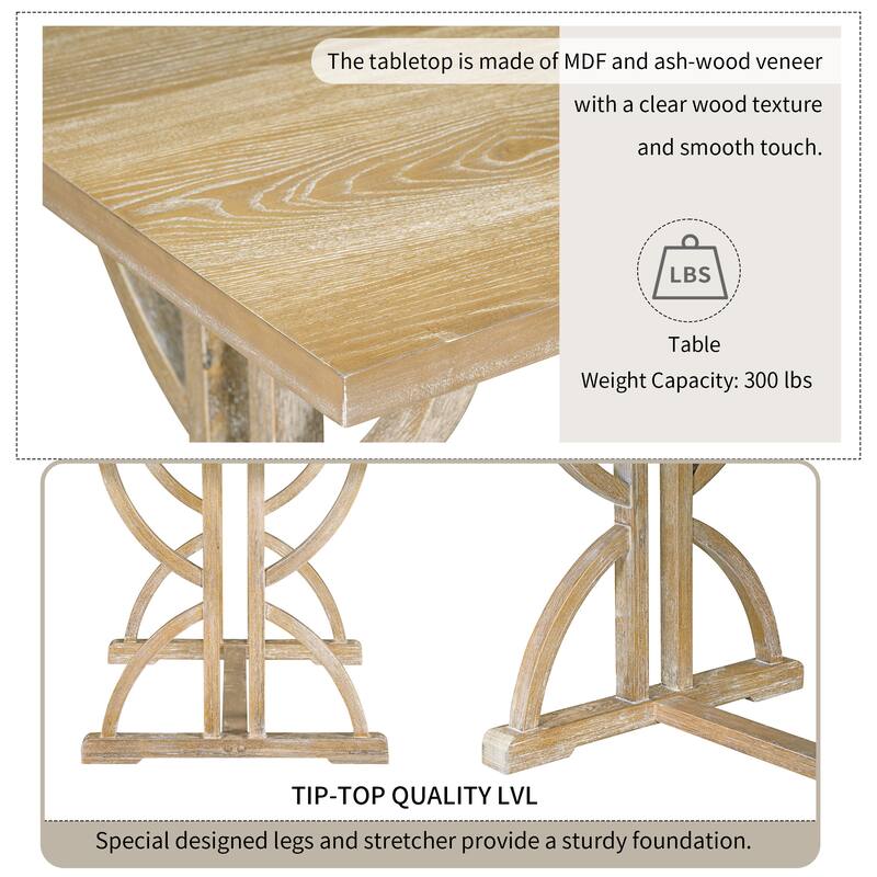 6 Pcs Wood Dining Table Set, Rectangular Kitchen Table Set with Unique Legs, 4 Upholstered Chairs and 1 Padded Bench