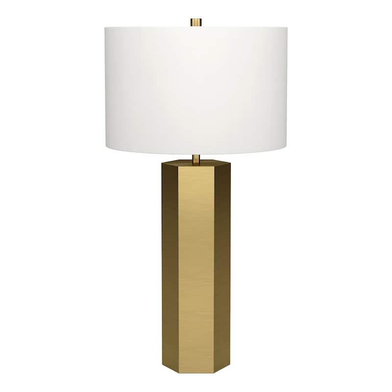 Warren 27.25" Tall Table Lamp with Fabric Shade - 27.5" Tall - Brass