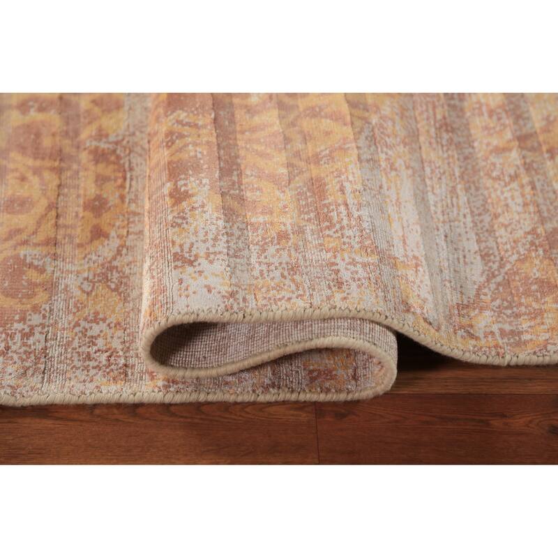 Striped Modern Abstract Indian Area Rug Handmade Wool Carpet - 5'0"x 8'1"