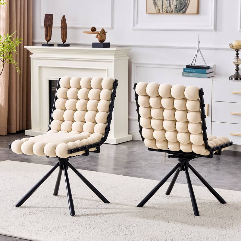 Velvet Accent Dining Chair with Metal Legs Modern Upholstered Armless Chair, Set of 2