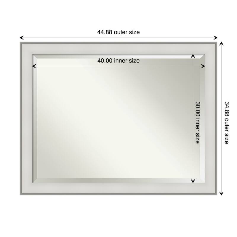 Beveled Wall Mirror - Imperial Pewter Black Frame - 45 x 35-inch - Imperial White