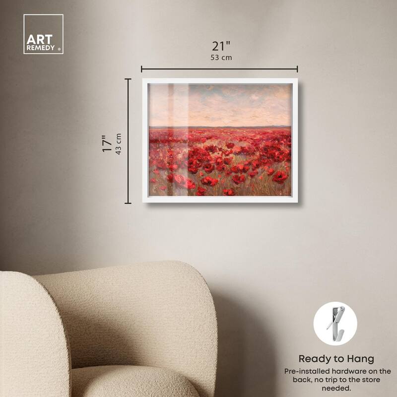 Sea of Red Poppies I Shadowbox by Art Remedy