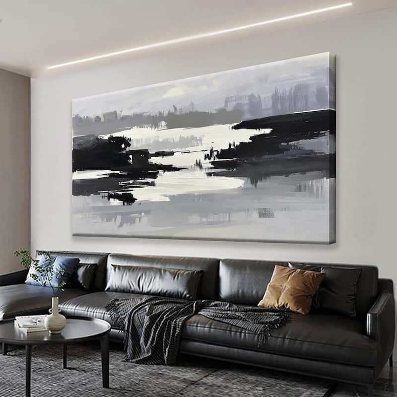 Black And White Abstract Wall Art Painting Canvas Art