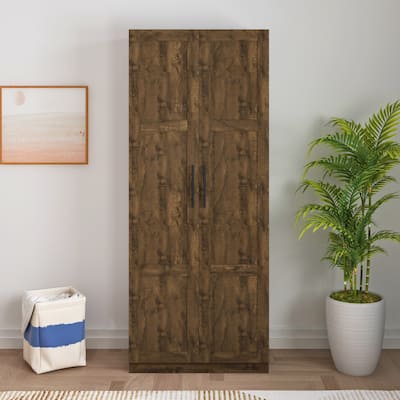 High wardrobe and kitchen cabinet with doors and partitions